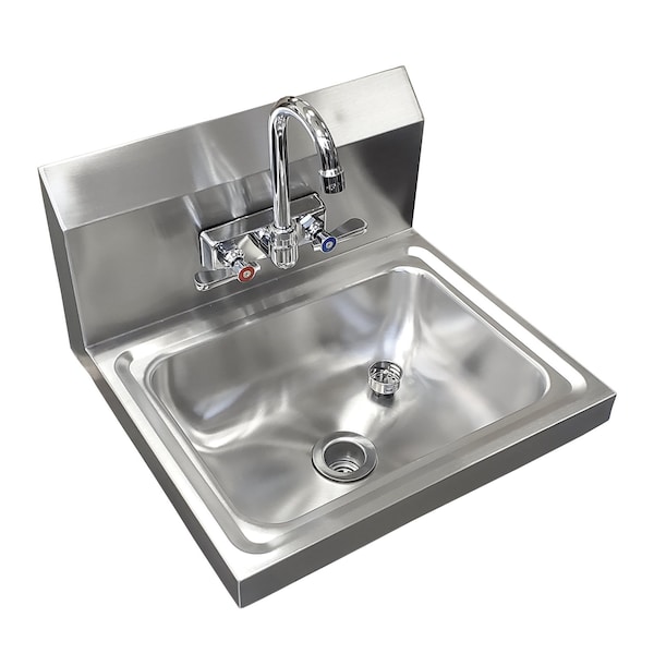 Amgood Stainless Steel Wall Mounted Hand Sink 17 in. x 15 in. with Gooseneck Faucet HAND-SINK HS-17 - main